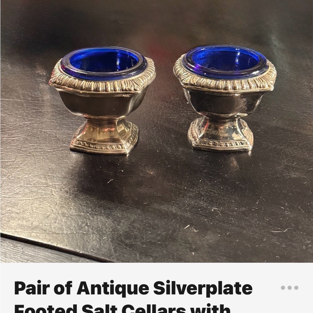 Silver and Blue Footed Salt Cellars